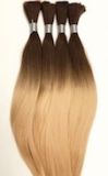 Ombre, loses glattes Echthaar, Farbe T403 Goldblond, Zopf 50 cm