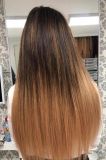 Ombre, glattes Echthaar, Farbe T40218 Nerzblond, Zopf 50 cm